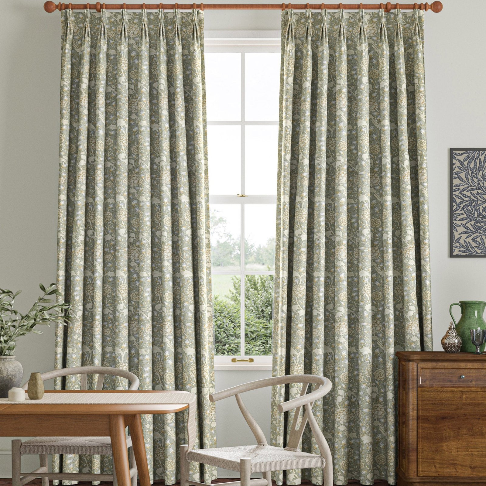 William Morris Wild Tulip Made to Measure Curtain Sage