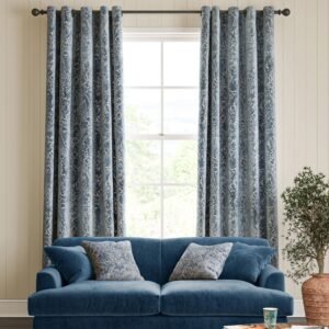 William Morris Compton Silhouette Velvet Made To Measure Curtains Indigo