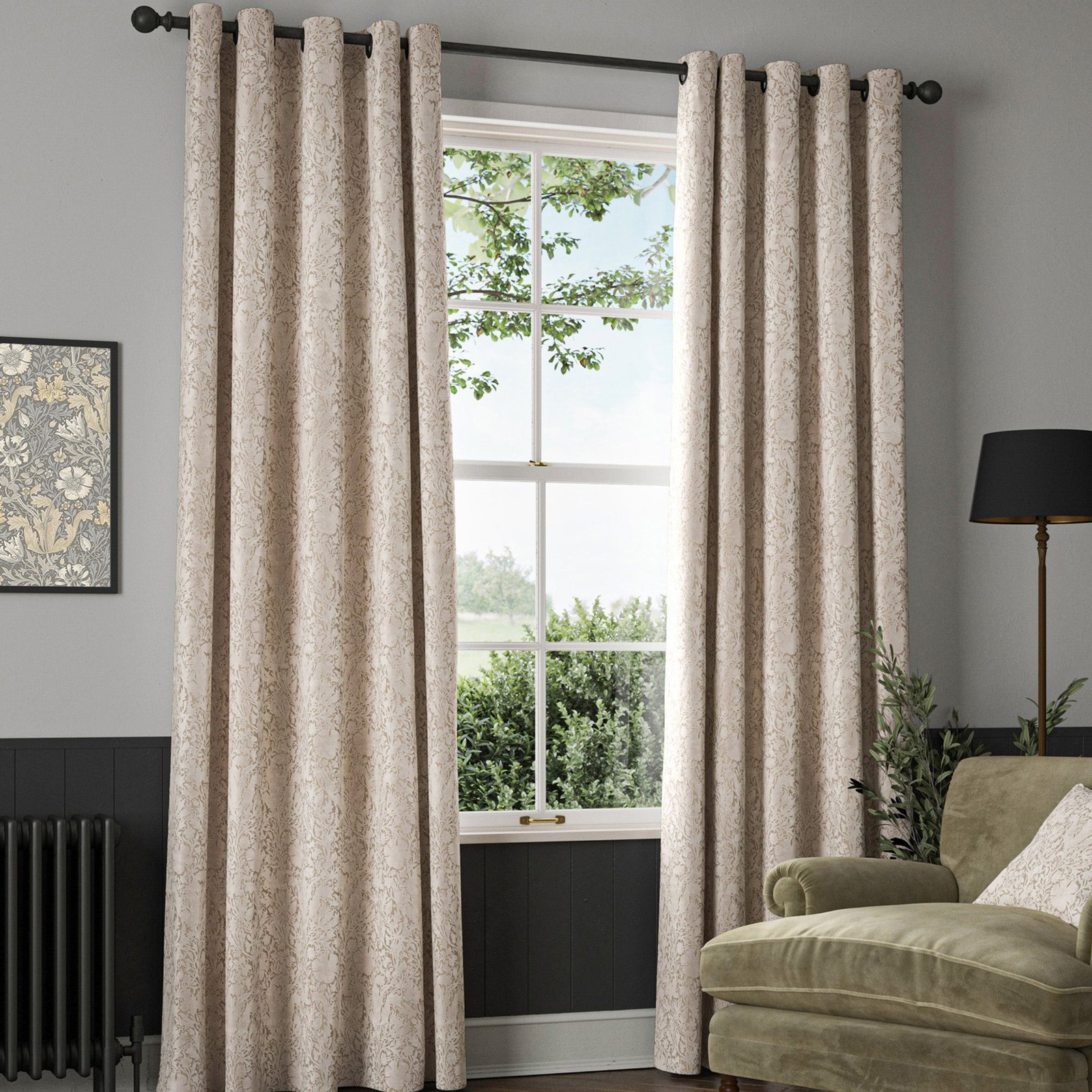 William Morris Compton Silhouette Velvet Made To Measure Curtains Cloud - Image 2