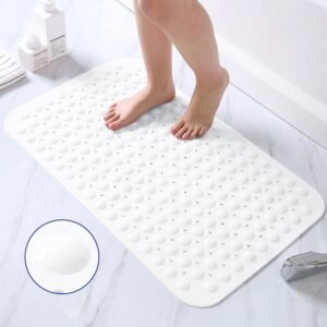 White Bath Mat Non Slip Shower Bathtub-Mat