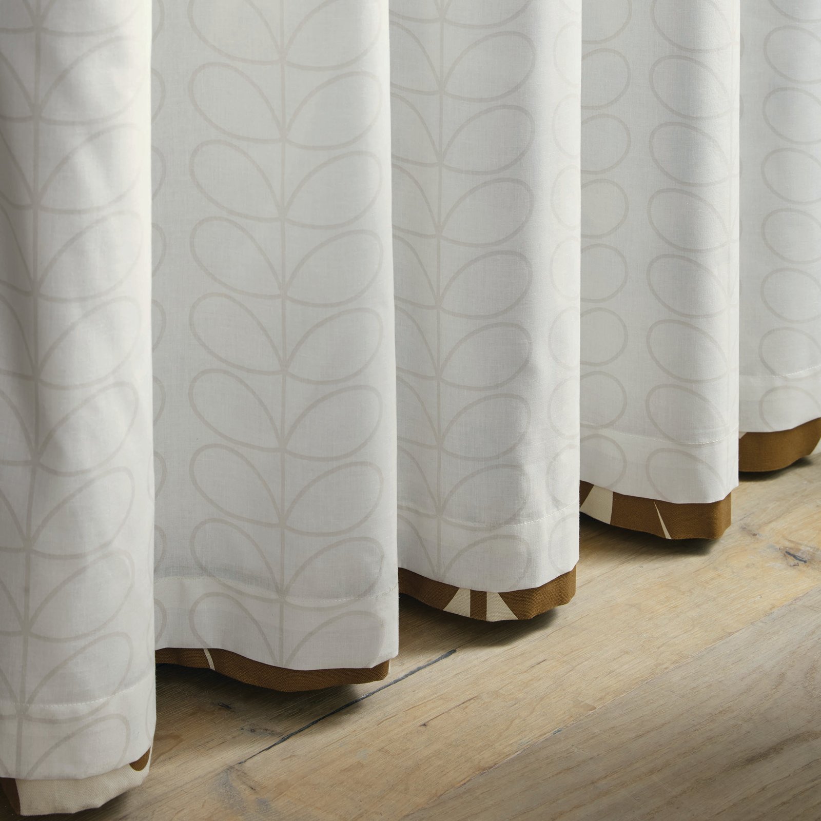 Orla Kiely Wildflower Ready Made Eyelet Curtains Coffee - Image 3