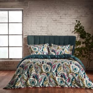 Edinburgh Weavers Aretha Duvet Cover Bedding Set Teal Olive