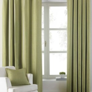 Paoletti Atlantic Lined Ready Made Eyelet Curtains Green