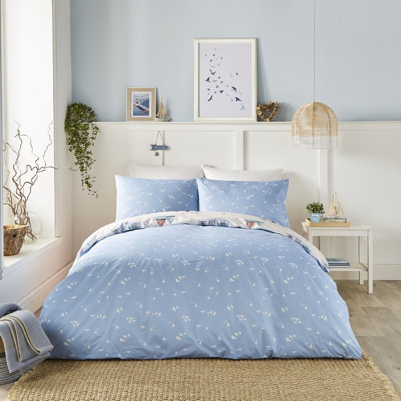 Fusion Beach Huts Duvet Cover Bedding Set Blue - Image 4