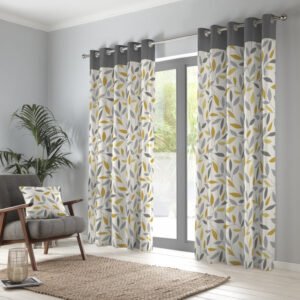 Fusion Beechwood Ready Made Eyelet Curtains Ochre