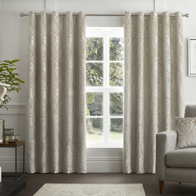 Curtina Chateau Ready Made Eyelet Curtains Natural