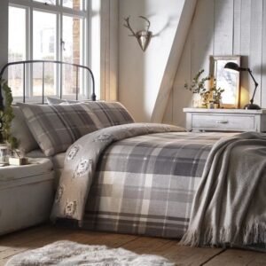 Dreams & Drapes Colville Brushed Cotton Duvet Cover Bedding Set Grey