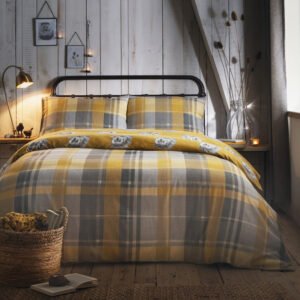 Dreams & Drapes Colville Check Duvet Cover Bedding Set Ochre