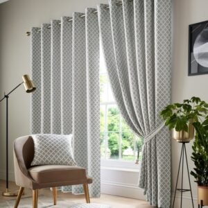 Cotswold Ready Made Lined Eyelet Curtains Silver