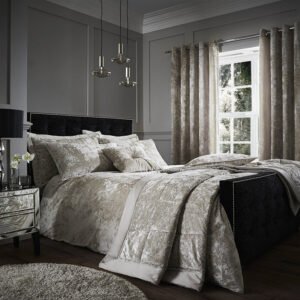 Catherine Lansfield Crushed Velvet Duvet Cover Bedding Set Natural