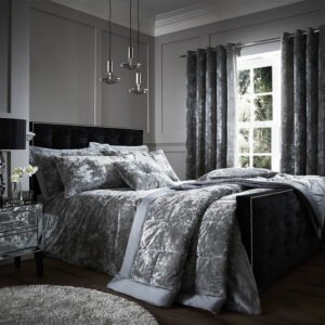 Catherine Lansfield Crushed Velvet Duvet Cover Bedding Set Silver