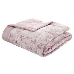 Catherine Lansfield Crushed Velvet 220cm x 220cm Bedspread Blush