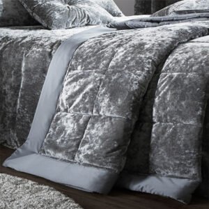 Catherine Lansfield Crushed Velvet 220cm x 220cm Bedspread Silver