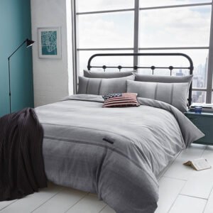 Catherine Lansfield Denim Duvet Cover Bedding Set Grey