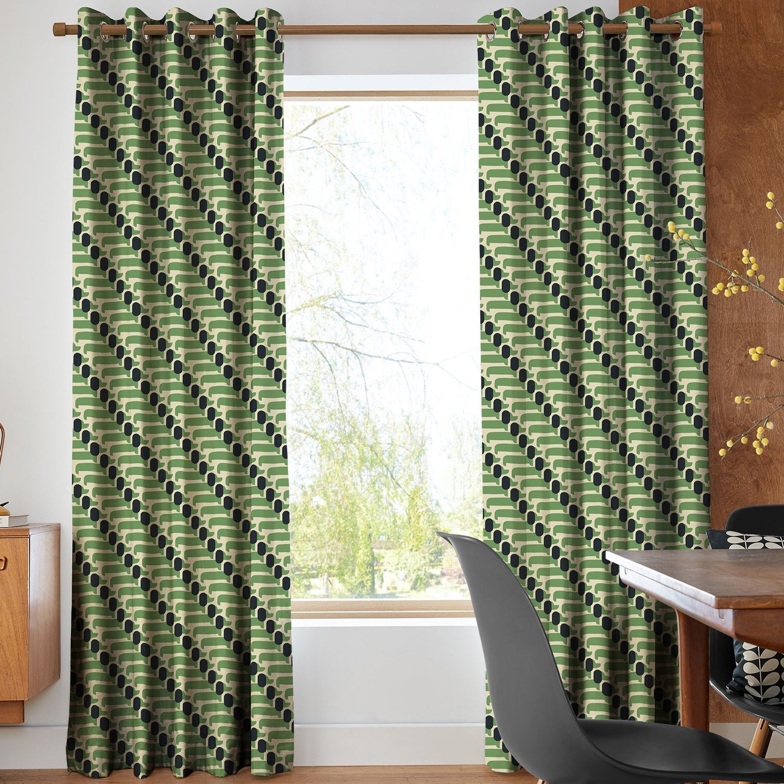 Orla Kiely Dog Show Made to Measure Curtain Green