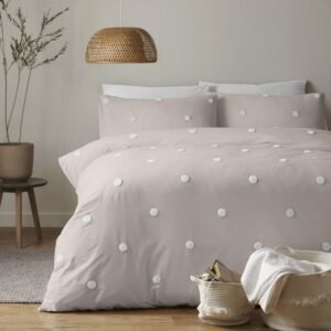 Appletree Boutique Signature Dot Garden Duvet Cover Bedding Set Linen White