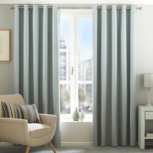Riva Home Eclipse Blackout Lined Ready Made Eyelet Curtains Duck Egg