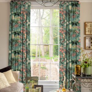 Linda Barker Grandi Floral Velvet Made To Measure Curtains Celadon