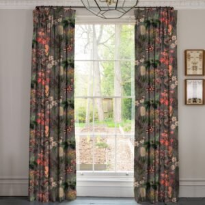 Linda Barker Grandi Floral Velvet Made To Measure Curtains Silver Lavender