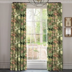 Linda Barker Grandi Floral Velvet Made To Measure Curtains Sage