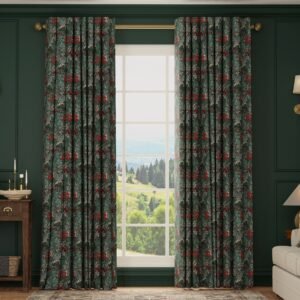 HOUSE Llewelyn-Bowen Hedgerovia Printed Velvet Made To Measure Curtains Rosetint