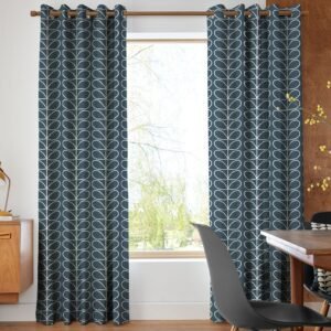 Orla Kiely Jumbo Linear Stem Made to Measure Curtain Marine