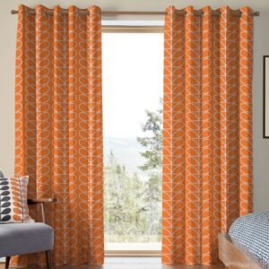 Orla Kiely Jumbo Linear Stem Made to Measure Curtain Persimmon