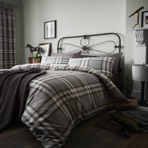 Catherine Lansfield Kelso Duvet Cover Bedding Set Charcoal