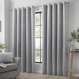 Curtina Kendal Ready Made Eyelet Curtains Silver