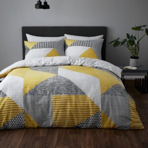 Catherine Lansfield Larsson Geo Duvet Cover Bedding Set Ochre