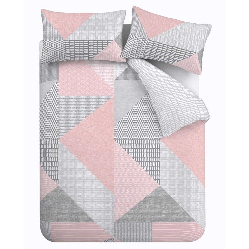 Catherine Lansfield Larsson Geo Duvet Cover Bedding Set Pink - Image 2