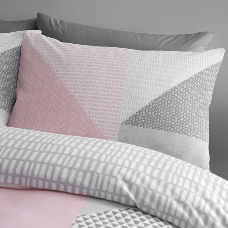 Catherine Lansfield Larsson Geo Duvet Cover Bedding Set Pink - Image 6