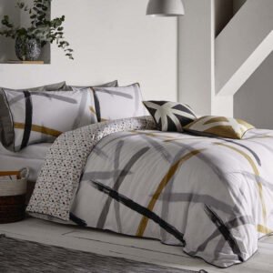 Appletree Style Leda Duvet Cover Bedding Set Grey Ochre
