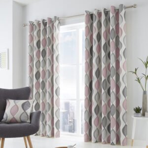 Fusion Lennox Ready Made Eyelet Curtains Blush