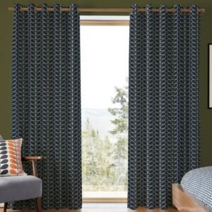 Orla Kiely Linear Stem Made to Measure Curtain Navy Whale