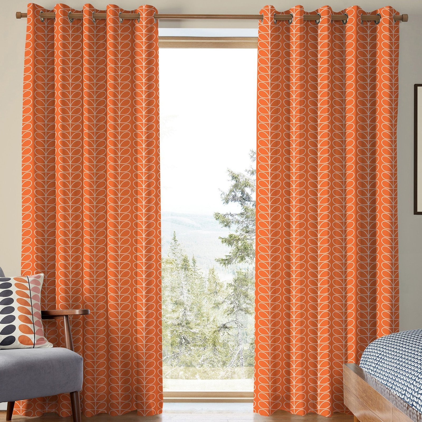 Orla Kiely Linear Stem Made to Measure Curtain Persimmon