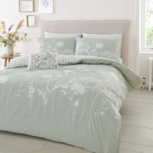 Catherine Lansfield Meadowsweet Floral Duvet Cover Bedding Set Green