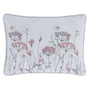 Catherine Lansfield Meadowsweet Floral Boudoir Filled Cushion 30cm x 40cm White Grey