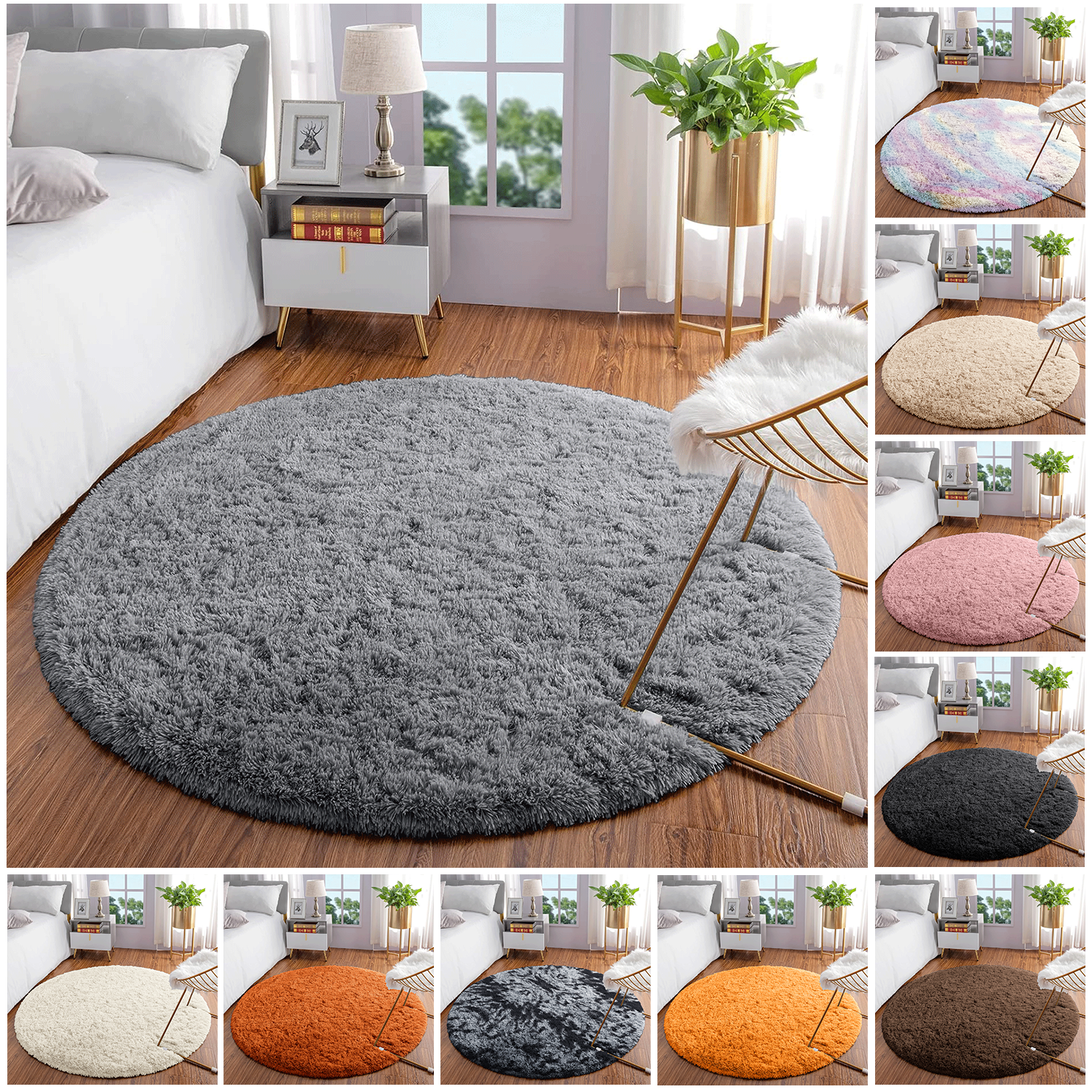 Round Rugs Deep Pile Fluffy Circle Shaggy Rug