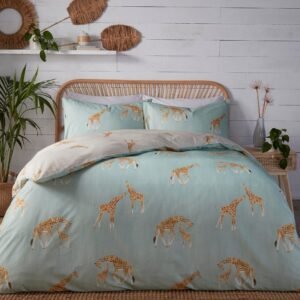 Fusion Milo Giraffe Duvet Cover Bedding Set Duckegg