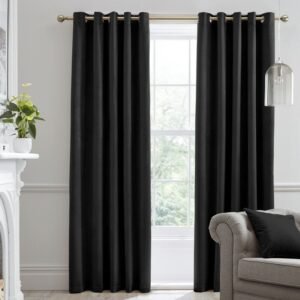 Laurence Llewelyn-Bowen Montrose Ready Made Eyelet Blackout Curtains Black