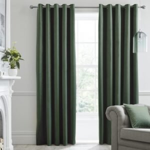 Laurence Llewelyn-Bowen Montrose Ready Made Eyelet Blackout Curtains Bottle Green