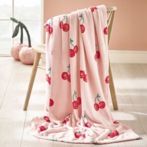 Catherine Lansfield Disco Cherries 200cm x 240cm Bedspread Pink