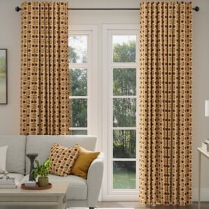 ANTE DECOR Palma Printed Cotton Made To Measure Curtains Burnt Umber