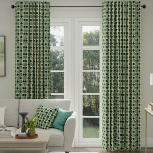 ANTE DECOR Palma Printed Cotton Made To Measure Curtains Lapis