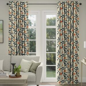 ANTE DECOR Seville Printed Cotton Made To Measure Curtains Lapis