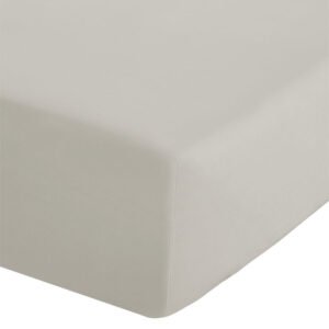 Catherine Lansfield Percale Polycotton Plain Dye Bed Linen Fitted Sheet Cream