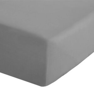 Catherine Lansfield Percale Polycotton Plain Dye Bed Linen Fitted Sheet Grey