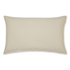 Catherine Lansfield Percale Plain Dye Pillowcase Housewife Cream - Pair
