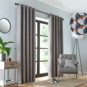 Fusion Prado Ready Made Eyelet Curtains Grey Terracotta